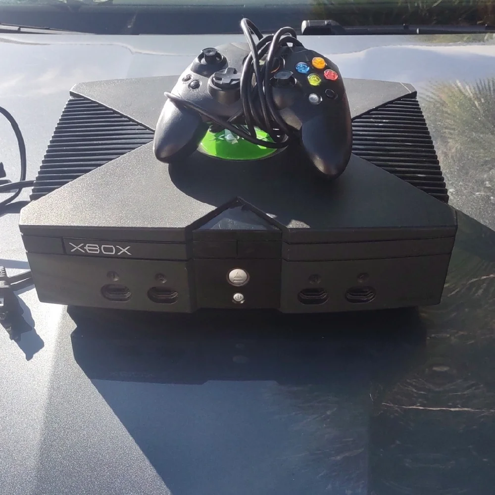 Black Gaming Console with Controller